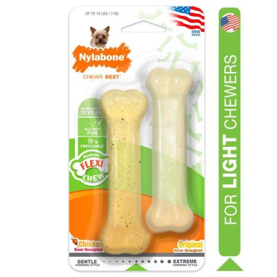 NYLABONE® FLEXICHEW, BONE DOG CHEW TOYS, CHICKEN FLAVOR, X-SMALL