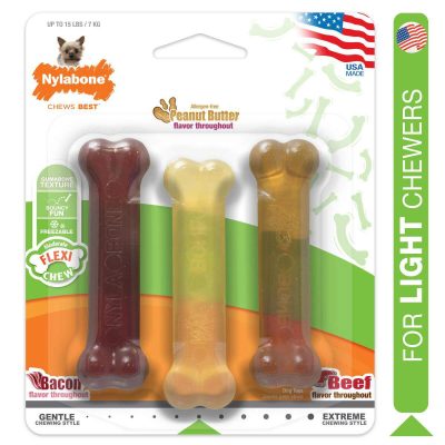 NYLABONE® FLEXICHEW MODERATE DOG TOYS TRIPLE PACK