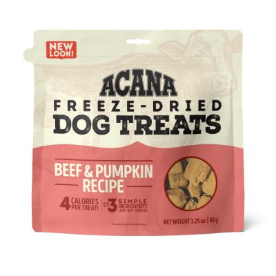 ACANA® SINGLES GRAIN FREE DOG TREATS, LIMITED INGREDIENTS & FREEZE-DRIED, BEEF & PUMPKIN,  92 gr.