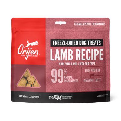 ORIJEN™ FREEZE DRIED DOG TREATS, GRAIN FREE, HIGH PROTEIN, RAW ANIMAL INGREDIENTS, GRASS FED LAMB, 92 gr.