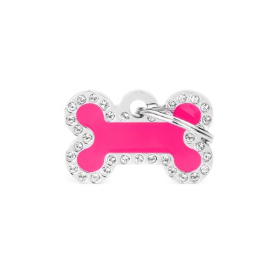 MYFAMILY® GLAM FUCHSIA SMALL BONE WITH DIAMONDS DOG TAG
