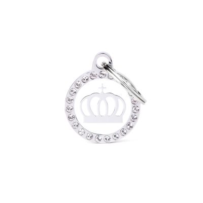 MYFAMILY® GLAM WHITE CIRCLE CROWN WITH DIAMONDS DOG TAG