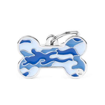 MYFAMILY® STYLE BLUE LARGE CAMOUFLAGE BONE DOG TAG