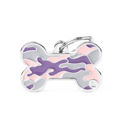 MYFAMILY® STYLE PINK LARGE CAMOUFLAGE BONE DOG TAG