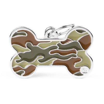 MYFAMILY® STYLE GREEN XL CAMOUFLAGE BONE DOG TAG