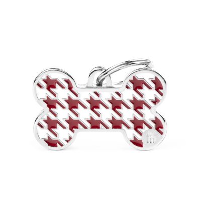 MYFAMILY® STYLE LARGE RED BONE PIED DE POULE DOG TAG