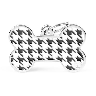 MYFAMILY® STYLE XL BLACK BONE PIED DE POULE DOG TAG