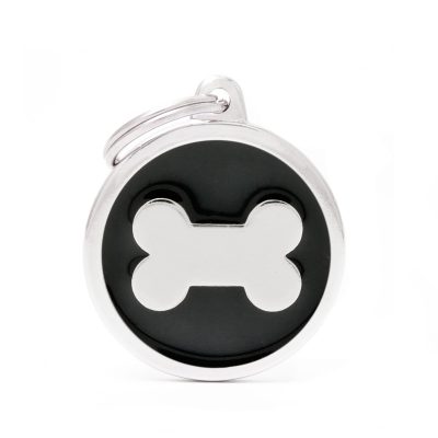 MYFAMILY® CLASSIC LARGE BLACK CIRCLE BONE ID TAG
