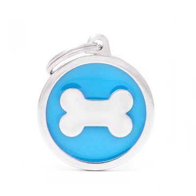 MYFAMILY® CLASSIC LARGE LIGHT BLUE CIRCLE BONE ID TAG