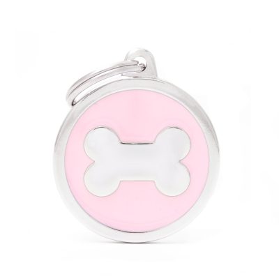 MYFAMILY® CLASSIC LARGE PINK CIRCLE BONE ID TAG