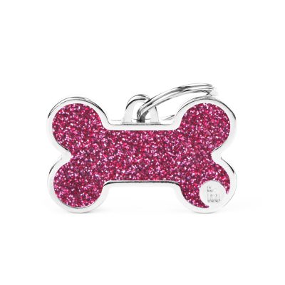 MYFAMILY® SHINE TAG LARGE PINK BONE WITH GLITTER