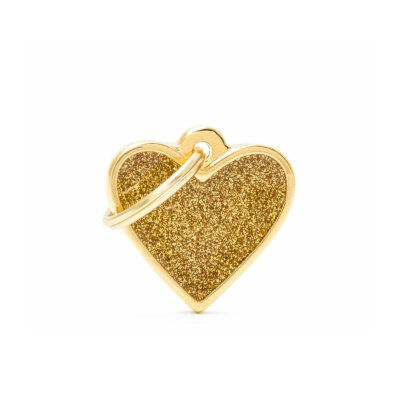 MYFAMILY® SHINE TAG SMALL GOLD PLATED HEART WITH GLITTER