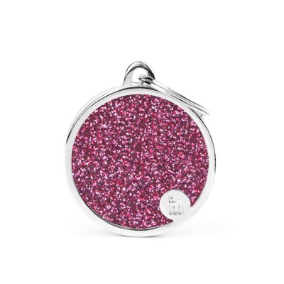 MYFAMILY® SHINE TAG LARGE PINK CIRCLE WITH GLITTER