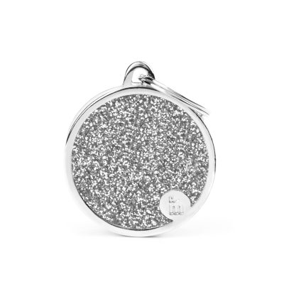 MYFAMILY® SHINE TAG LARGE SILVER CIRCLE WITH GLITTER