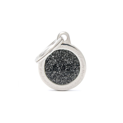 MYFAMILY® SHINE TAG SMALL BLACK GLITTER CIRCLE