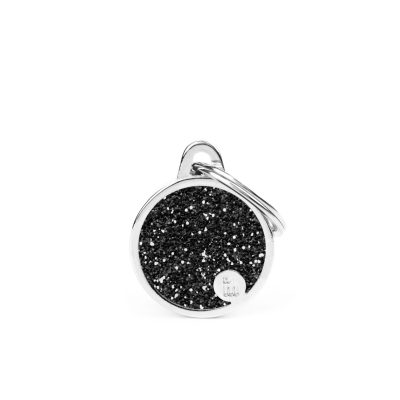 MYFAMILY® SHINE TAG SMALL BLACK CIRCLE WITH GLITTER