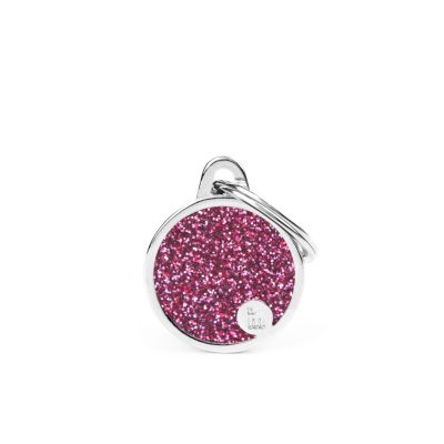 MYFAMILY® SHINE TAG SMALL PINK BONE WITH GLITTER