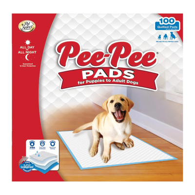 FOURPAWS® PEE-PEE® FOR PUPPIES TO ADULT DOGS – DOG PADS 100 PADS 56 x 56 cm.