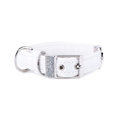 MYFAMILY® SAINT TROPEZ DOG COLLAR WHITE FAUX LEATHER