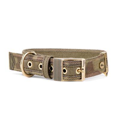 MYFAMILY® WEST POINT DOG COLLAR IN GREEN CAMOUFLAGE COTTON BLEND