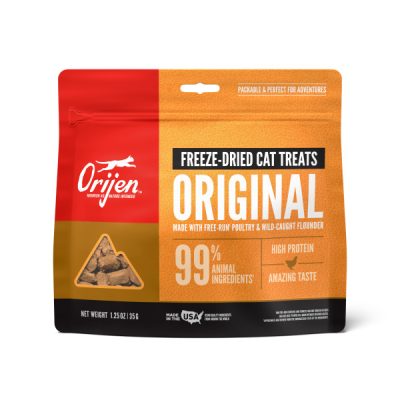 ORIJEN™ FREEZE DRIED CATS TREATS, GRAIN FREE, HIGH PROTEIN, RAW ANIMAL INGREDIENTS, ORIGINAL 35 gr.
