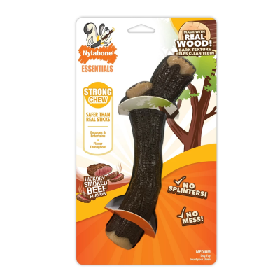 NYLABONE® ESSENTIALS STRONG CHEW,REAL WOOD STICK DOG TOY, BIG HICKORY SMOKED BEEF FLAVOR