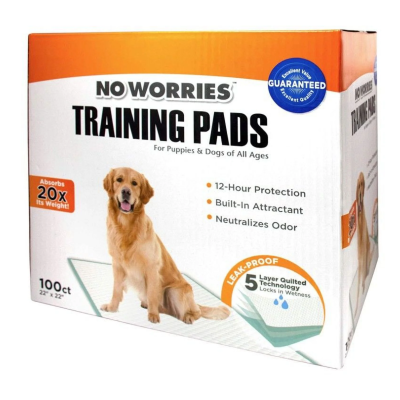 FOURPAWS® NO WORRIES™ TRAINING PADS FOR PUPPY & DOGS OF ALL AGES 100 PADS 55.88 x 55.88 cm.