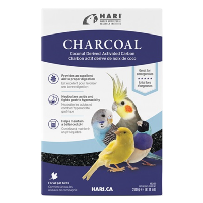 HARI® CHARCOAL COCONUT DERIVED ACTIVATED CARBON FOR ALL BIRDS 230 gr.