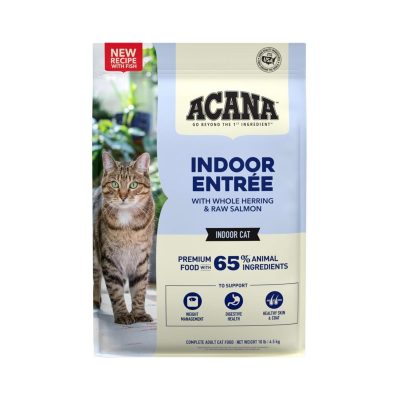 ACANA ® DRY CAT FOOD, INDOOR ENTRÉE, WITH WHOLE HERRING & SALMON 4.5 kg.