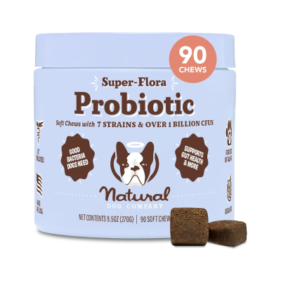 NATURAL DOG COMPANY® SUPER-FLORA - PROBIOTIC SUPPLEMENT - 270 gr - 90 SOFT CHEWABLE BITES