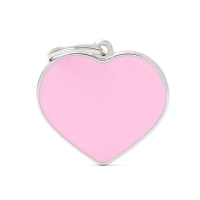 MYFAMILY® BASIC HANDMADE LARGE PINK HEART  ID TAG