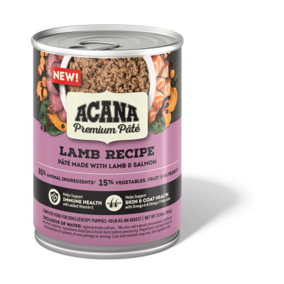 ACANA® PREMIUM PATÉ, GRAIN FREE, LAMB RECIPE, WET DOG FOOD 363 gr.