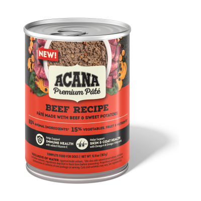 ACANA® PREMIUM PATÉ, GRAIN FREE, BEEF RECIPE, WET DOG FOOD 363 gr.