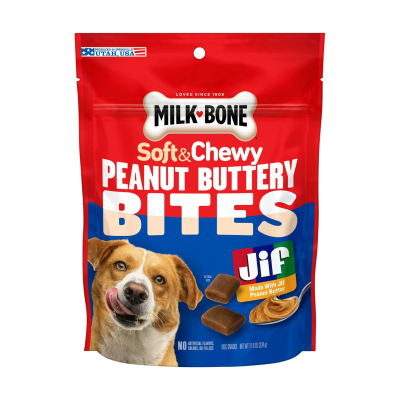MILK BONE® SOFT & CHEWY - PEANUT BUTTER BITES - MADE WITH JIF PEANUT BUTTER 334 gr.
