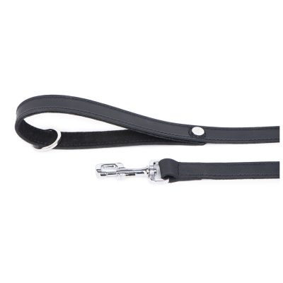 MYFAMILY® GINEVRA DOG LEASH IN BLACK LEATHER WITH CHROME FINISHES 110 cm.