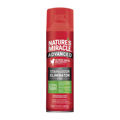 NATURE'S MIRACLE® ADVANCED - SEVERE MESS ENZYMATIC FORMULA - STAIN & ODOR ELIMINATOR FOAM - 496 ml.