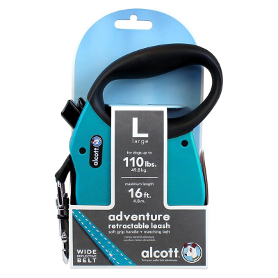 ALCOTT™ ADVENTURE RETRACTABLE LEASH BLUE - FOR DOGS UP TO 49.8 kg. 4.8 m. - LARGE