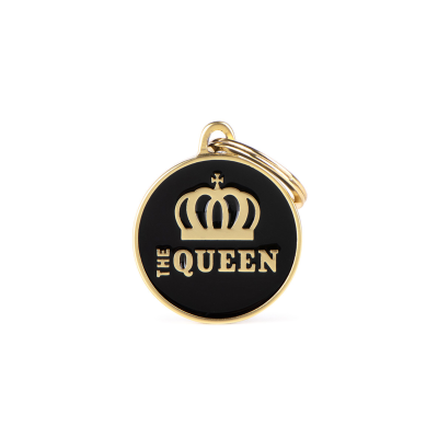 MYFAMILY®CHARMS SMALL PLATE "THE QUEEN" SATIN BLACK