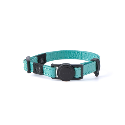 MYFAMILY® FIRENZE CAT COLLAR IN AQUA GREEN GENUINE LEATHER