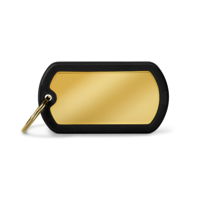 MYFAMILY®LARGE MILITARY HUSHTAG BADGE IN GOLD-PLATED BRASS WITH BLACK RUBBER
