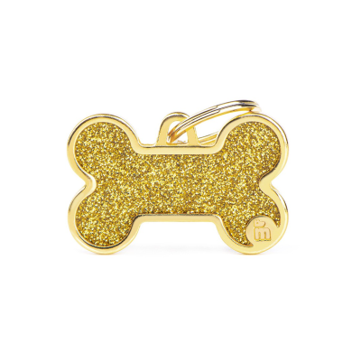MYFAMILY®SHINE LARGE GOLD GLITTER BONE TAG