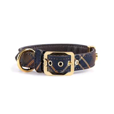 MYFAMILY® HERMITAGE TARTAN BROWN GENUINE LEATHER COLLAR