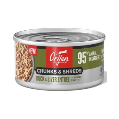 ORIJEN™ CHUNKS & SHREDS, DUCK & LIVER ENTRÉE IN BONE BROTH, 85G