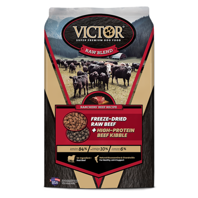 VICTOR® DRY SUPER PREMIUM DOG FOOD – RAW BLEND – RANCHERS' BEEF RECIPE