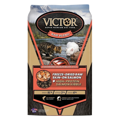 VICTOR® DRY SUPER PREMIUM CAT FOOD – RAW BLEND – FISHERMEN'S SALMON RECIPE FOR CATS