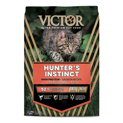 VICTOR® DRY SUPER PREMIUM CAT FOOD –  HUNTER'S INSTINCT HIGH PROTEIN - SALMON RECIPE FOR ACTIVE ADULT CATS 6.80KG