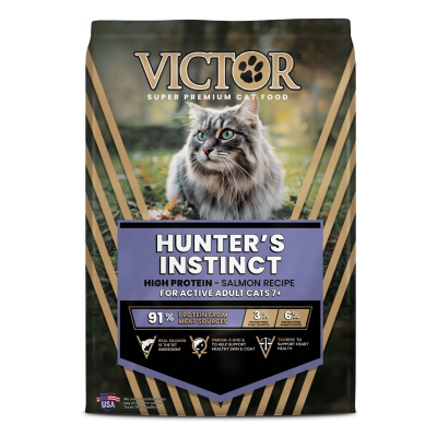 VICTOR® DRY SUPER PREMIUM CAT FOOD –  HUNTER'S INSTINCT HIGH PROTEIN - SALMON RECIPE FOR ACTIVE ADULT CATS 7+