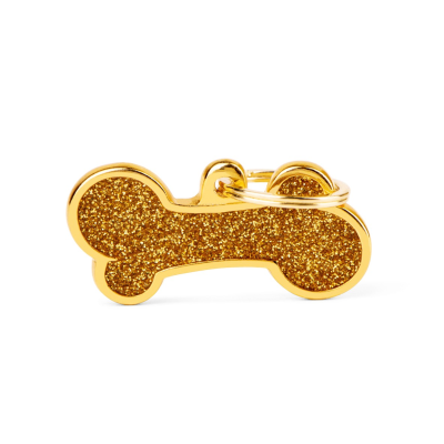 MYFAMILY® GOLD SMALL GLITTER BONE SHINE ID TAG