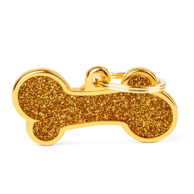 MYFAMILY® GOLD XL GLITTER BONE SHINE ID TAG