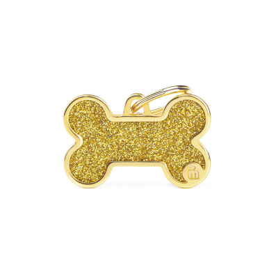 MYFAMILY® SHINE SMALL GOLDEN GLITTER BONE ID TAG